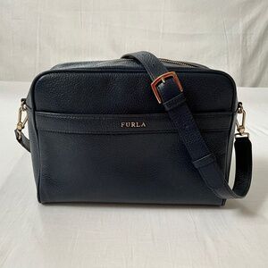 FURLA Avril Leather Crossbody Camera Bag Blue